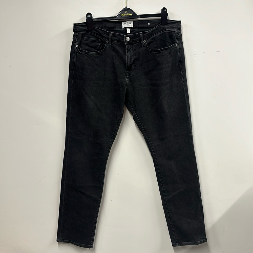 Frame black straight leg jeans 38